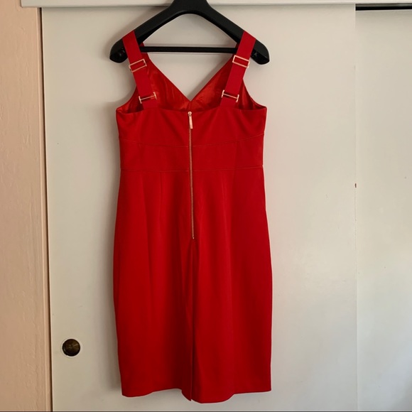 NWT Ted Baker red ribbon adjustable strap fitted knee-length dress - Picture 10 of 16